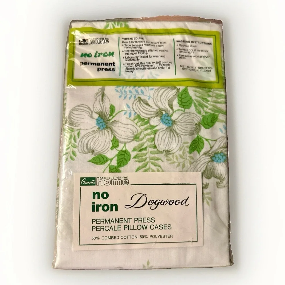 VTG NOS Grants Percale Pillowcases Set of 2 Floral  Standard Size Cotton/poly